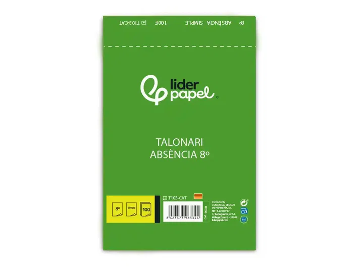 Liderpapel T103 Talonario Ausentes Octavo Original Texto en Catalan Liderpapel T103 Talonario Ausentes Octavo Original Texto en Catalan