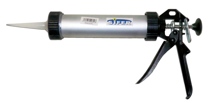 SIFER Pistola de Aluminio Cerrada de 23 cm para Cartuchos o Bolsas de 30 ml SIFER Pistola de Aluminio Cerrada de 23 cm para Cartuchos o Bolsas de 30 ml