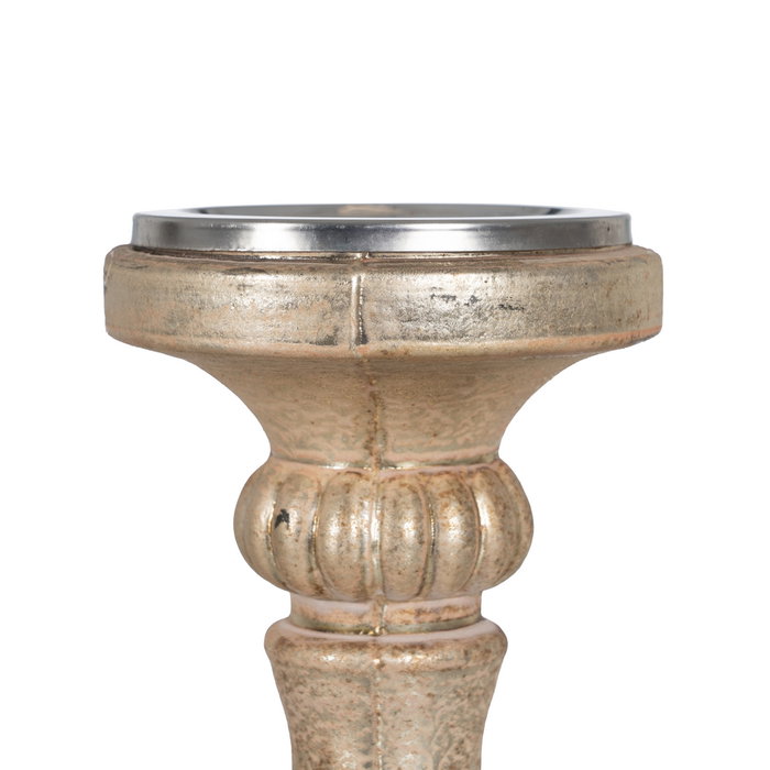 Portavelas Blanco Óxido Cristal 13 X 13 X 31 cm