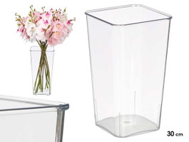 GIFTDECOR Jarrón Cuadrado Acrílico Transparente 30cm