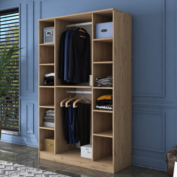 Hanah Home Armario BA116 - 2247 Nogal y Blanco 120x190.8x47.3 cm