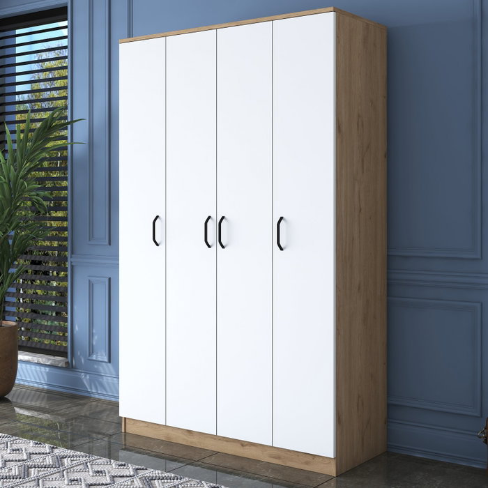 Hanah Home Armario BA116 - 2247 Nogal y Blanco 120x190.8x47.3 cm