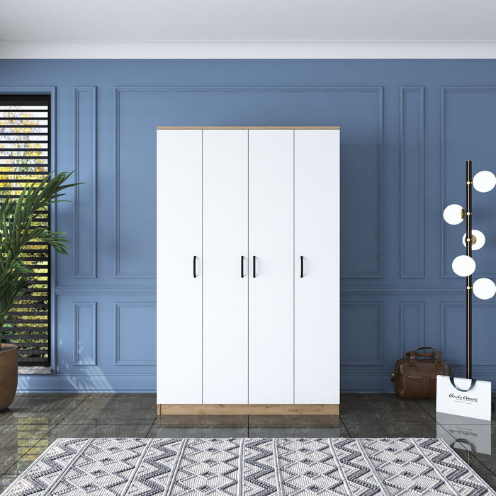 Hanah Home Armario BA116 - 2247 Nogal y Blanco 120x190.8x47.3 cm