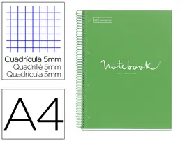 Miquelrius Cuaderno espiral Notebook Emotions A4 microperforado 80 hojas 90g/m2 cuadro 5 mm
