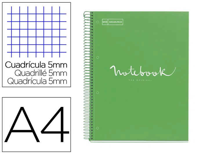 Miquelrius Cuaderno espiral Notebook Emotions A4 microperforado 80 hojas 90g/m2 cuadro 5 mm Miquelrius Cuaderno espiral Notebook Emotions A4 microperforado 80 hojas 90g/m2 cuadro 5 mm