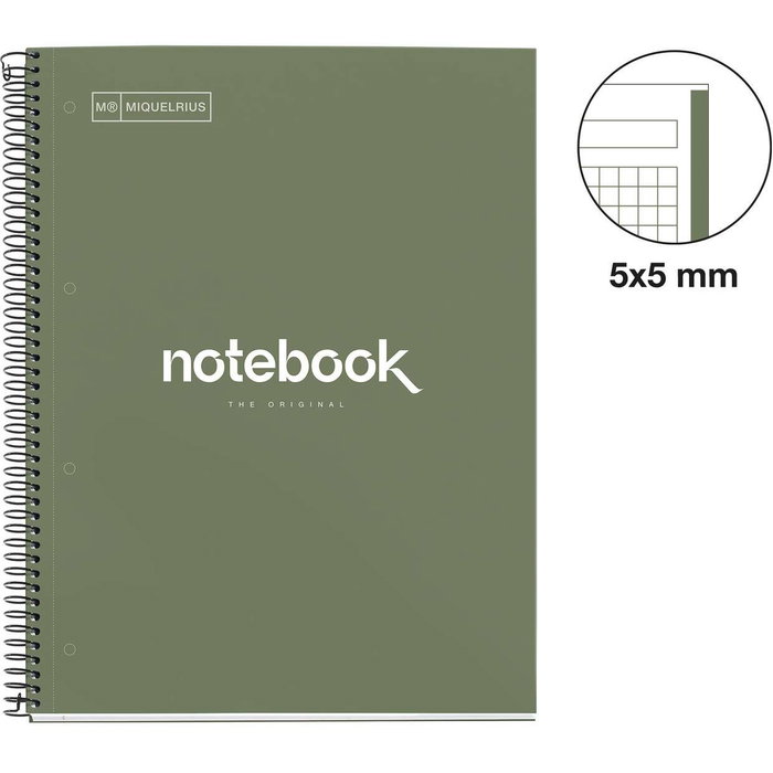 Miquelrius Cuaderno Espiral Emotions A4 Verde 80 Hojas Cuadriculado 5 mm Miquelrius Cuaderno Espiral Emotions A4 Verde 80 Hojas Cuadriculado 5 mm