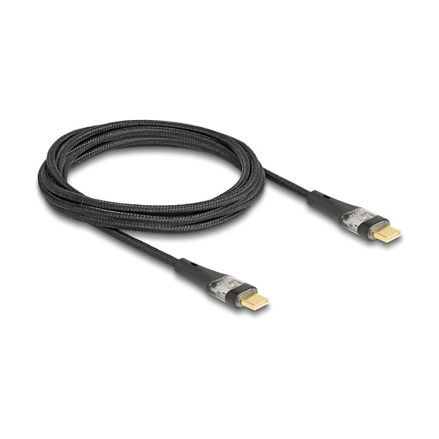 DeLOCK Cable USB 2.0 Type-C a Type-C transparente PD 3.0 100 W 2 m