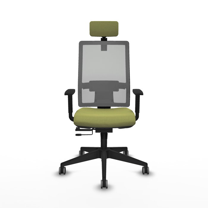 Silla de oficina Horna con mecanismo Sincro/Traslack tapizada con Tela color Verde oliva y malla color Gris. Equipada con lumbar 1D, Brazos 1D, Cabecero 2D y Ruedas 65 mm parqué Silla de oficina Horna con mecanismo Sincro/Traslack tapizada con Tela color Verde oliva y malla color Gris. Equipada con lumbar 1D, Brazos 1D, Cabecero 2D y Ruedas 65 mm parqué