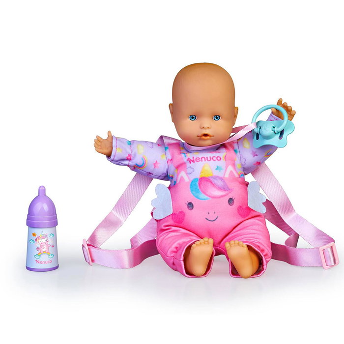 Famosa Muñeco Nenuco ¿Damos un Paseo? 35 cm con Ropa Asas para Porteo o Mochila e Incluye Biberón