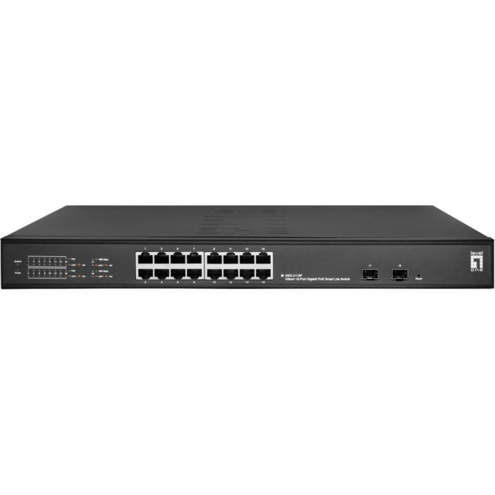 LevelOne GES-2118P Hilbert Switch 18 Puertos Gigabit PoE+ (16 PoE+ y 2 SFP) LevelOne GES-2118P Hilbert Switch 18 Puertos Gigabit PoE+ (16 PoE+ y 2 SFP)