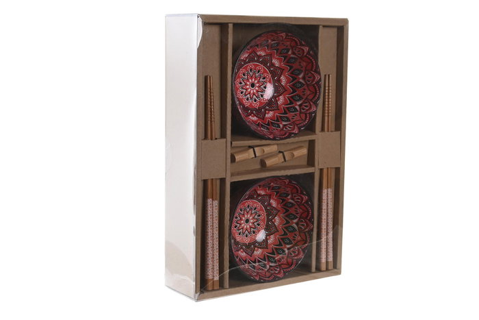 DKD Home Decor Set de Sushi 6 Piezas Mandala Rosa en Bambú y Gres DKD Home Decor Set de Sushi 6 Piezas Mandala Rosa en Bambú y Gres