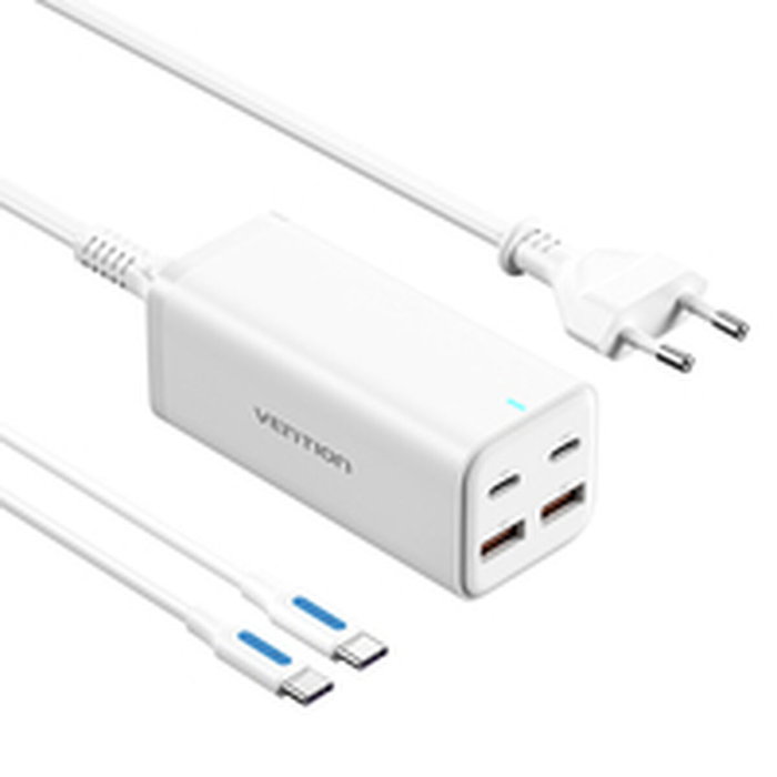 Vention Cargador de Pared 100W con 2xUSB-C, 2xUSB-A y Cable USB-C Blanco