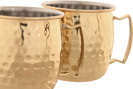DKD Home Decor Mug Loft Dorado Inox 480ml Set de 2 Piezas 9.5 x 9 x 12 cm