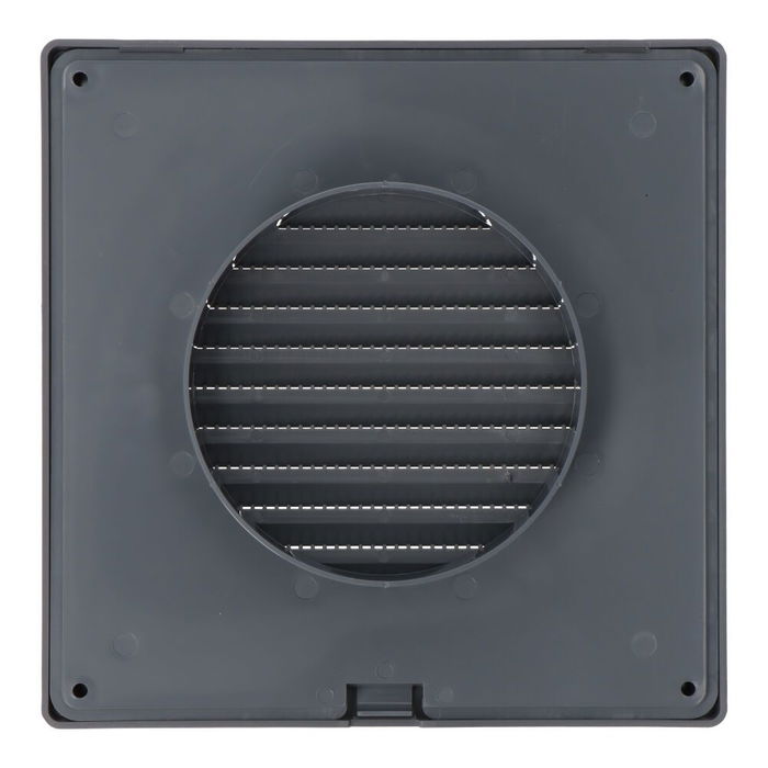 Edm Rejilla ventilación cuadrada empotrable ø 100mm 170x170x11,5mm ABS gris con mosquitera