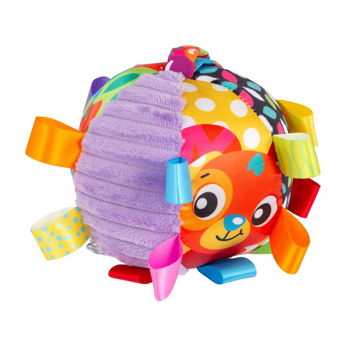 Playgro Pelota Loopy Loops 0180271 - Bebé Suave y Sonajera de Actividades Multilingüe +3 Meses