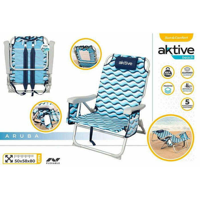 Color Baby Silla Mochila de Playa Plegable Aluminio XL 5 Posiciones Color Baby Silla Mochila de Playa Plegable Aluminio XL 5 Posiciones