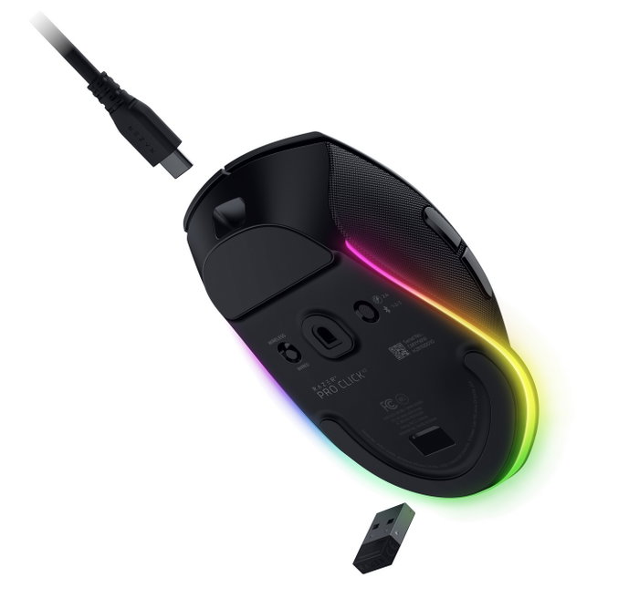 Razer Pro Click V2 Ratón Ergonómico Inalámbrico Gaming Negro USB-C RGB 30000 DPI