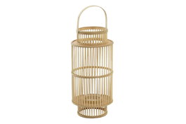 DKD Home Decor Portavelas de Bambú y Cristal Marrón