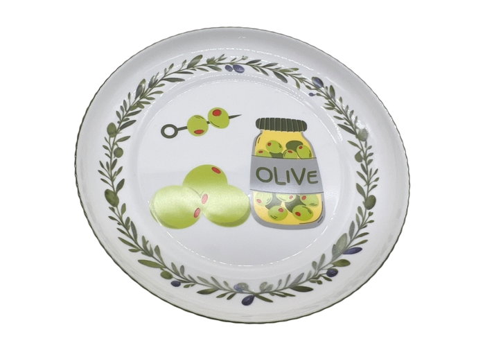 DKD Home Decor Plato de Vidrio Opal Olivas Verde DKD Home Decor Plato de Vidrio Opal Olivas Verde