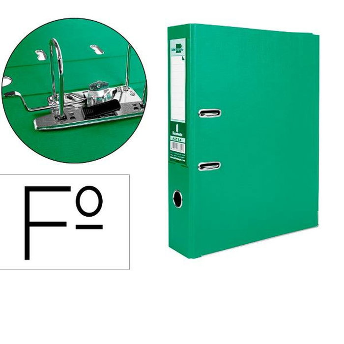 Liderpapel Archivador de Palanca Forrado PVC Verde 75mm