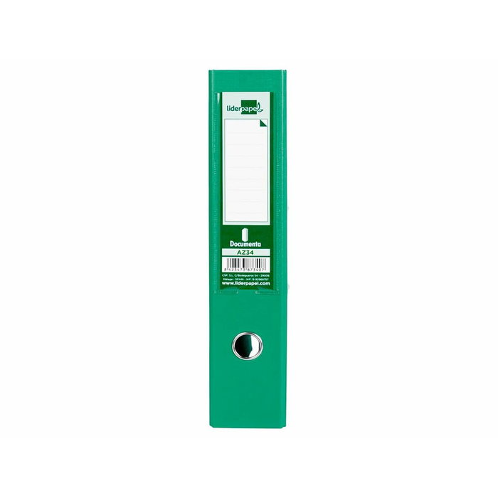 Liderpapel Archivador de Palanca Forrado PVC Verde 75mm