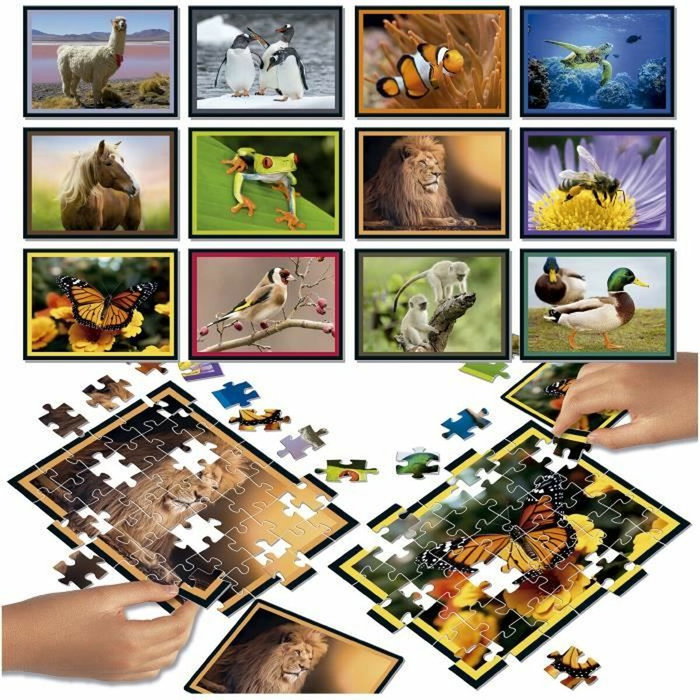 Educa Battle Jr Natura - 12 rompecabezas de 42 piezas con temática de naturaleza