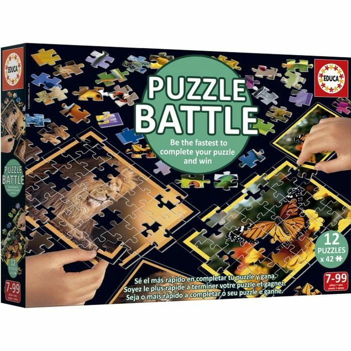 Educa Battle Jr Natura - 12 rompecabezas de 42 piezas con temática de naturaleza