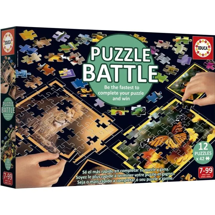 Educa 1747759505539 Puzzle Battle Jr Natura 12 Puzzles 42 Piezas Niños 7 Años Temática Naturaleza