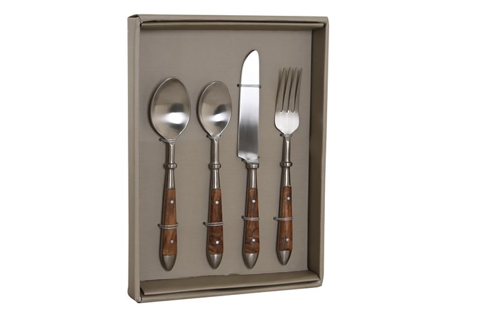 DKD Home Decor Set de Cubertería Acacia 16 Piezas Inox Natural y Plateado SKU B13PXF9EMC DKD Home Decor Set de Cubertería Acacia 16 Piezas Inox Natural y Plateado SKU B13PXF9EMC