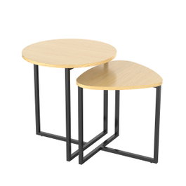 Vinthera Set 2 Mesas Auxiliares Moa Acero y Madera