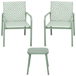 Home Deco Factory Salón de Jardín México Verde, 2 Personas, Mesa 45x45 cm, Acero Epoxy y Textileno UV