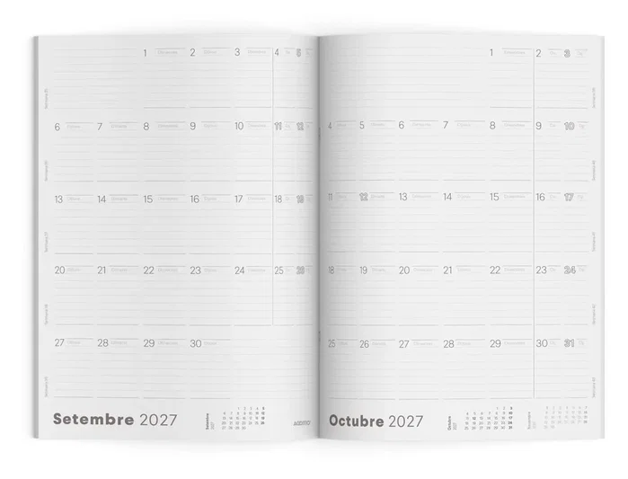 Additio Agenda mes a la vista catalán, planificador 16 meses, 195x285 mm