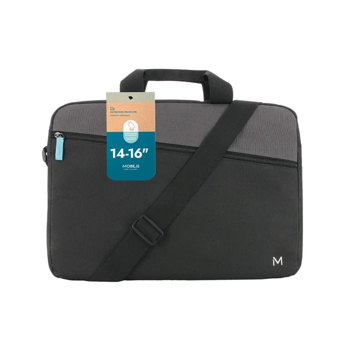 Mobilis The One Essential Maletín Portátil para Ordenador 16" (40.6 cm) Negro Gris - Carga Superior, Poliéster, 268g, Tirante para Hombro, Cremallera