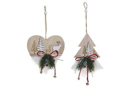 DKD Home Decor Decoración Colgante MDF Corazón Surtido 12x4x12 cm
