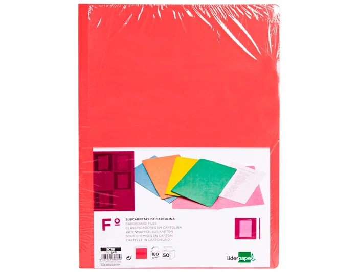 Liderpapel Subcarpeta Folio Rojo Pastel 180g/m2