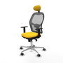 PIQUERAS Y CRESPO Silla de oficina Jorquera con mecanismo Sincro, Similpiel Amarillo y Malla Gris
