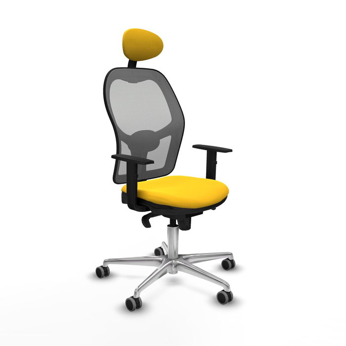 PIQUERAS Y CRESPO Silla de oficina Jorquera con mecanismo Sincro, Similpiel Amarillo y Malla Gris PIQUERAS Y CRESPO Silla de oficina Jorquera con mecanismo Sincro, Similpiel Amarillo y Malla Gris