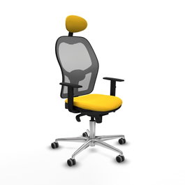 PIQUERAS Y CRESPO Silla de oficina Jorquera con mecanismo Sincro, Similpiel Amarillo y Malla Gris