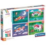 Clementoni Puzzle 4 en 1 Un día con unicornios
