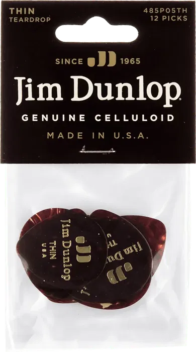 Dunlop Pack 12 Púas Genuine Celluloid Teardrop Shell - Thin