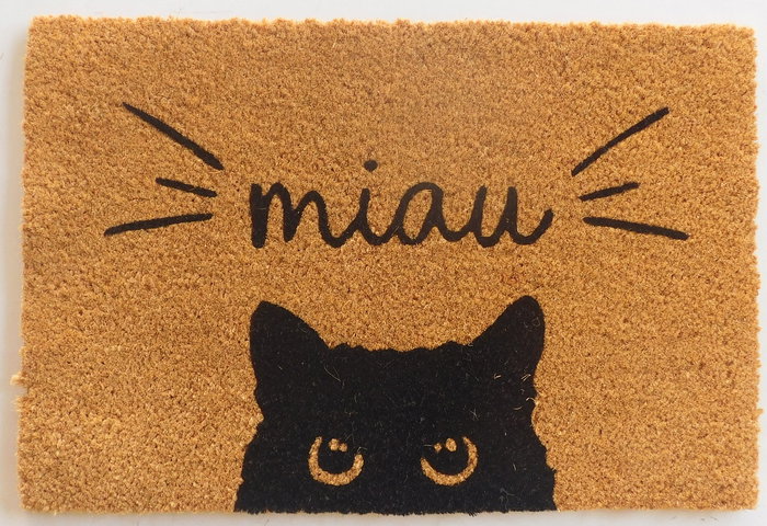 DKD Home Decor Felpudo de Fibra de Coco con Diseño de Gatos, Surtido de 2 Unidades