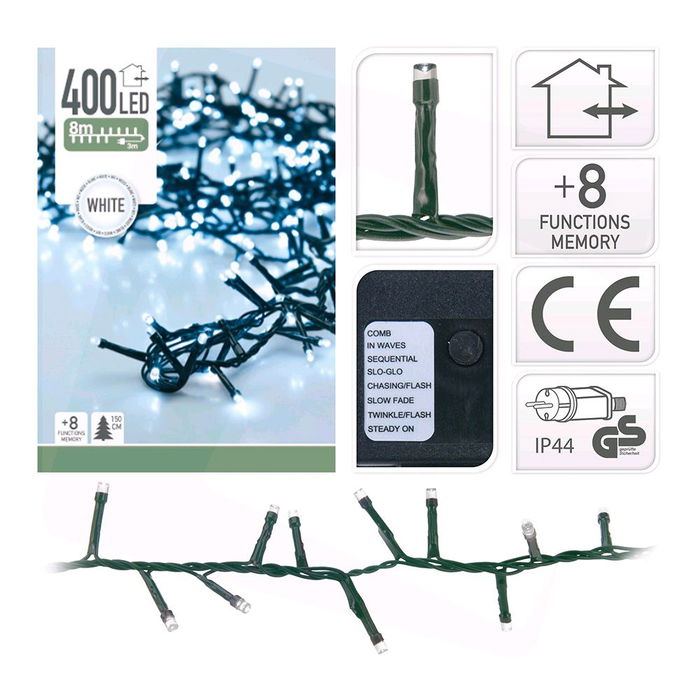 Guirnalda Tipo Espino Multifunción 400 LEDs Luz Fría Exterior 8m