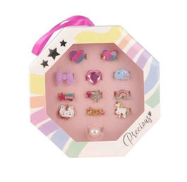 Nice Set Caja con 12 Anillos Precious. Caja 12x12x3 cm para 3+ años. Idioma inglés.