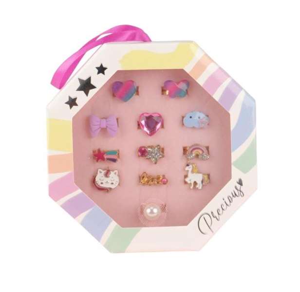 Nice Set Caja con 12 Anillos Precious. Caja 12x12x3 cm para 3+ años. Idioma inglés. Nice Set Caja con 12 Anillos Precious. Caja 12x12x3 cm para 3+ años. Idioma inglés.