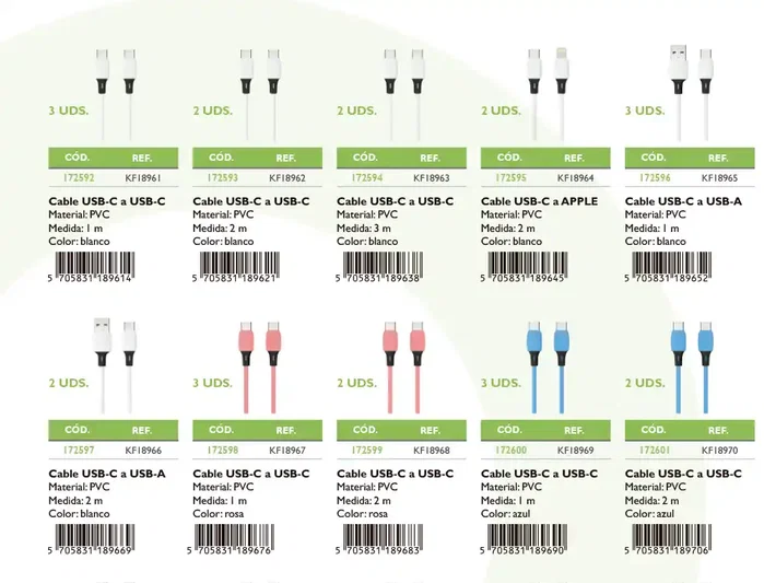 Q-connect Expositor de sobremesa con 48 unidades de cables y cargadores surtidos
