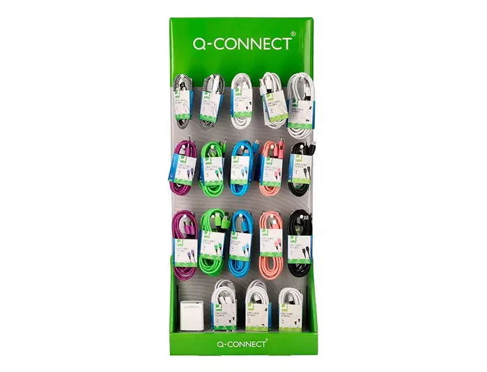 Q-connect Expositor de sobremesa con 48 unidades de cables y cargadores surtidos