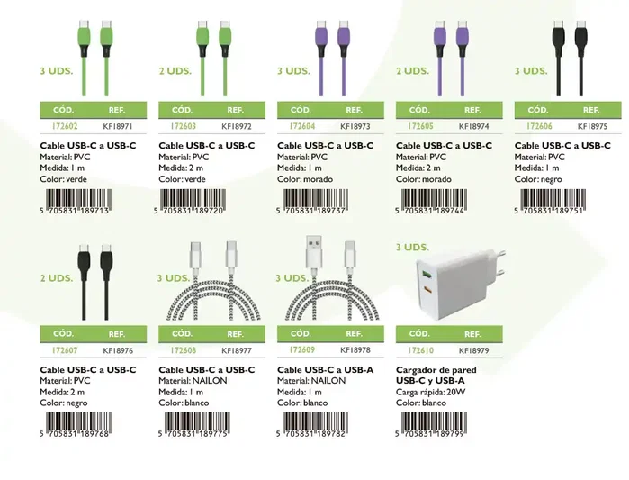 Q-connect Expositor de sobremesa con 48 unidades de cables y cargadores surtidos