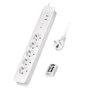 LogiLink Regleta de 5 tomas CEE 7 con mando a distancia, 1,5 m