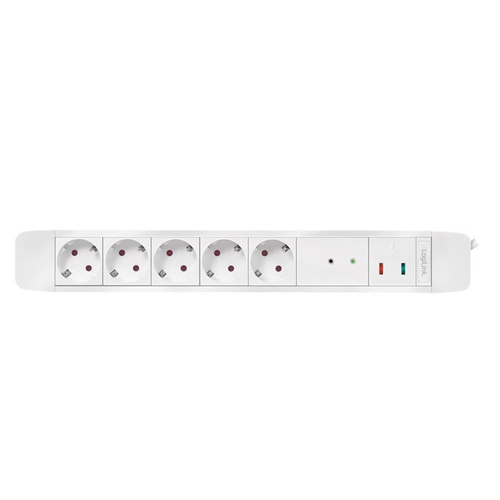 LogiLink Regleta de 5 tomas CEE 7 con mando a distancia, 1,5 m