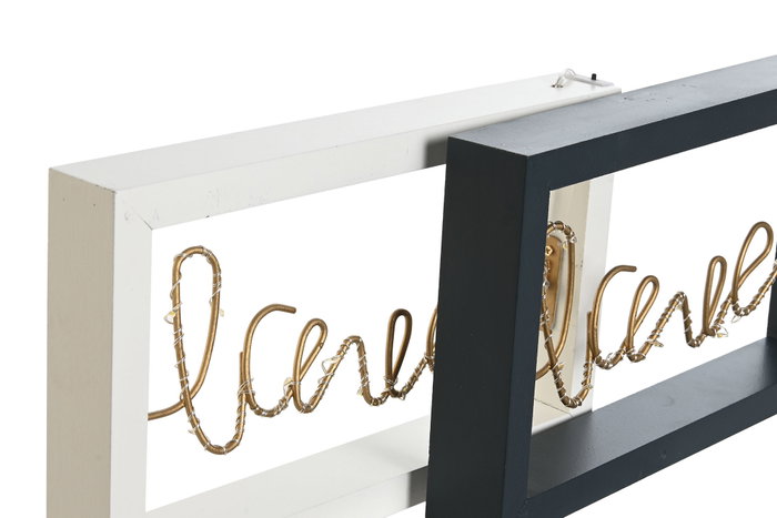 DKD Home Decor Decoración Luminosa Blanco Azul Marino Madera Metal 25 x 15 x 3.5 cm (4 Unidades)